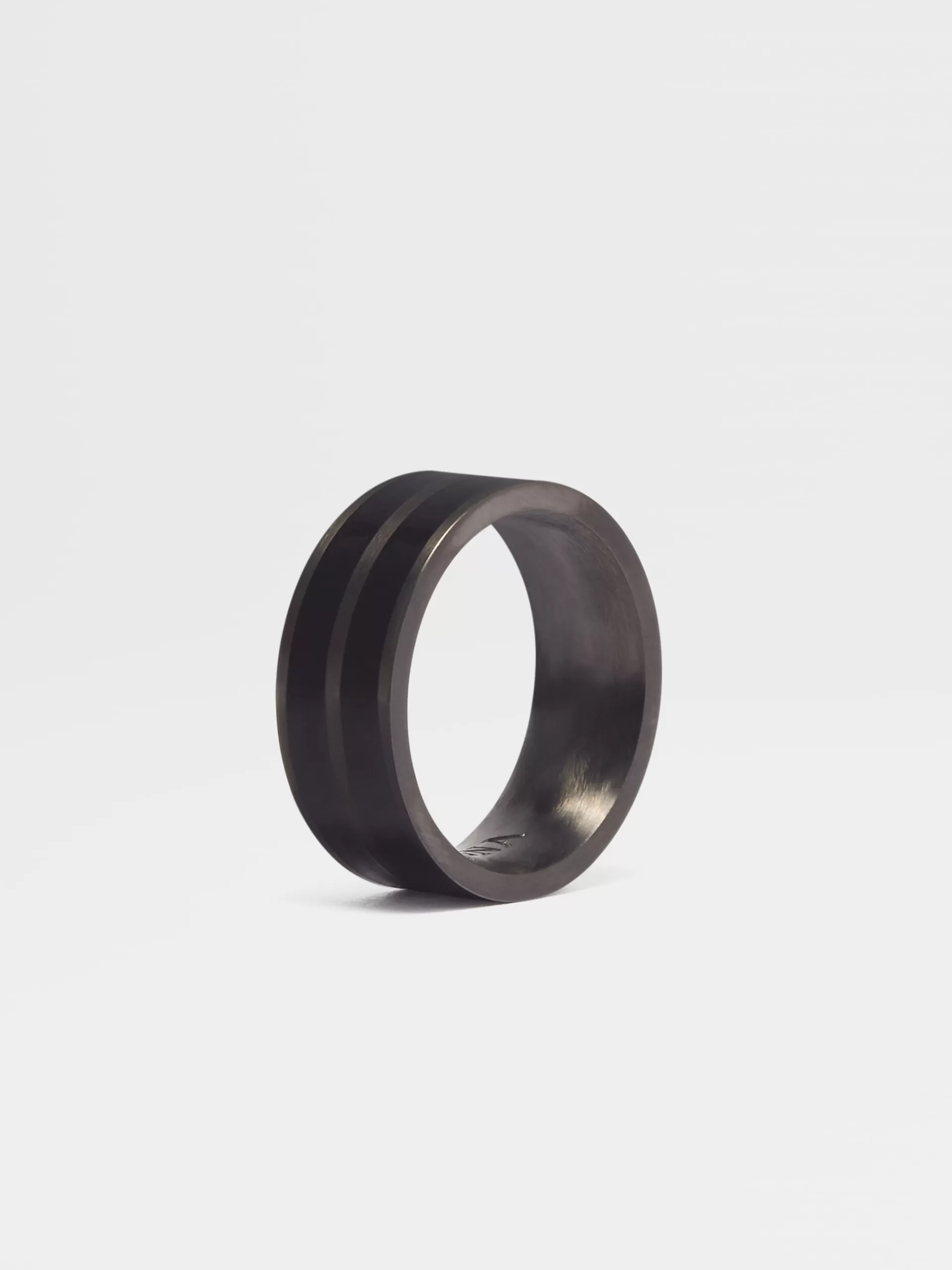 Cheap ZEGNA Bague 232 Road Brand Mark En Metal Et Emaile Noir