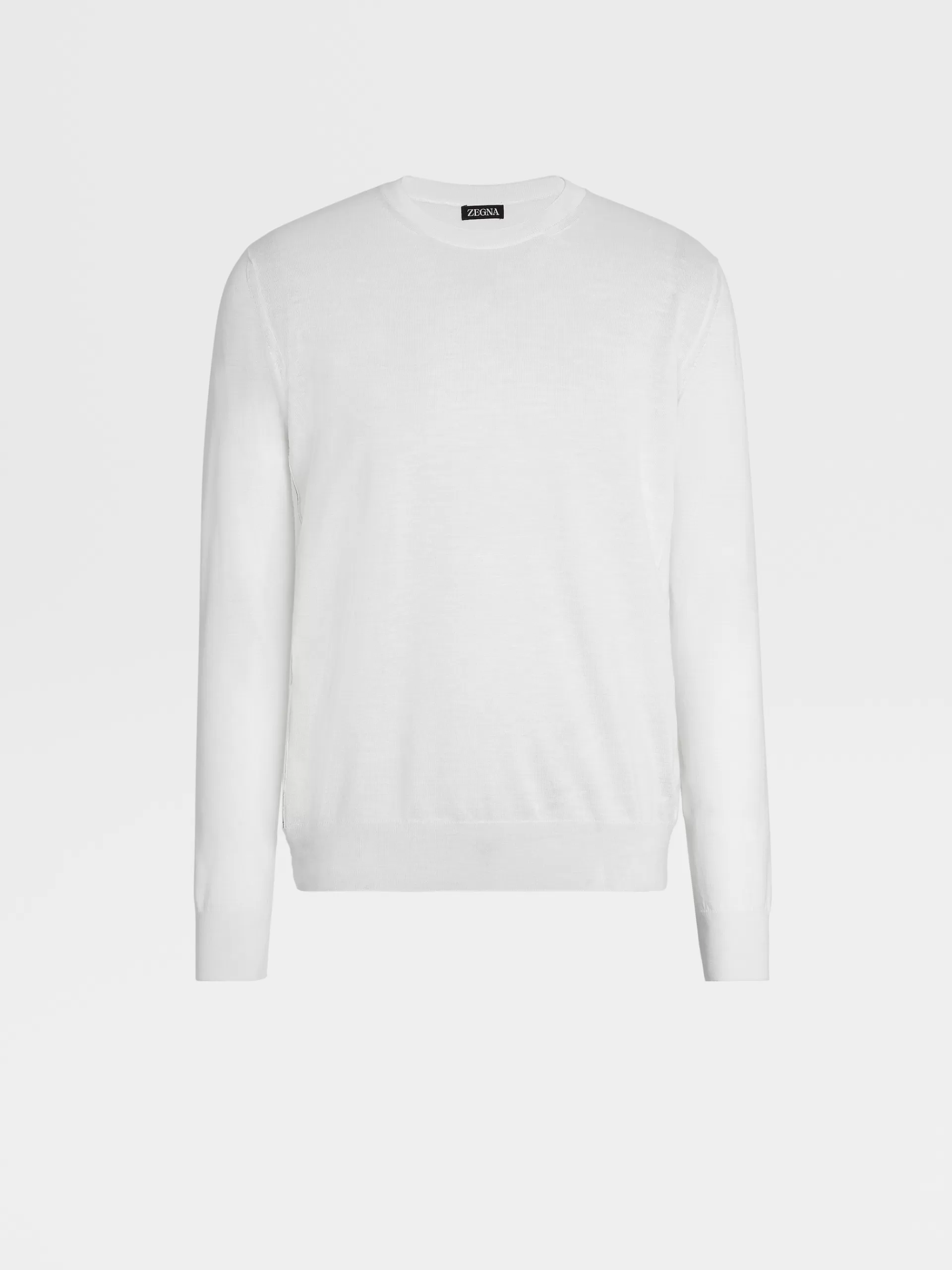 Store ZEGNA Col Ras Du Cou En Maille De Soie, Cachemire Et Lin Blanc