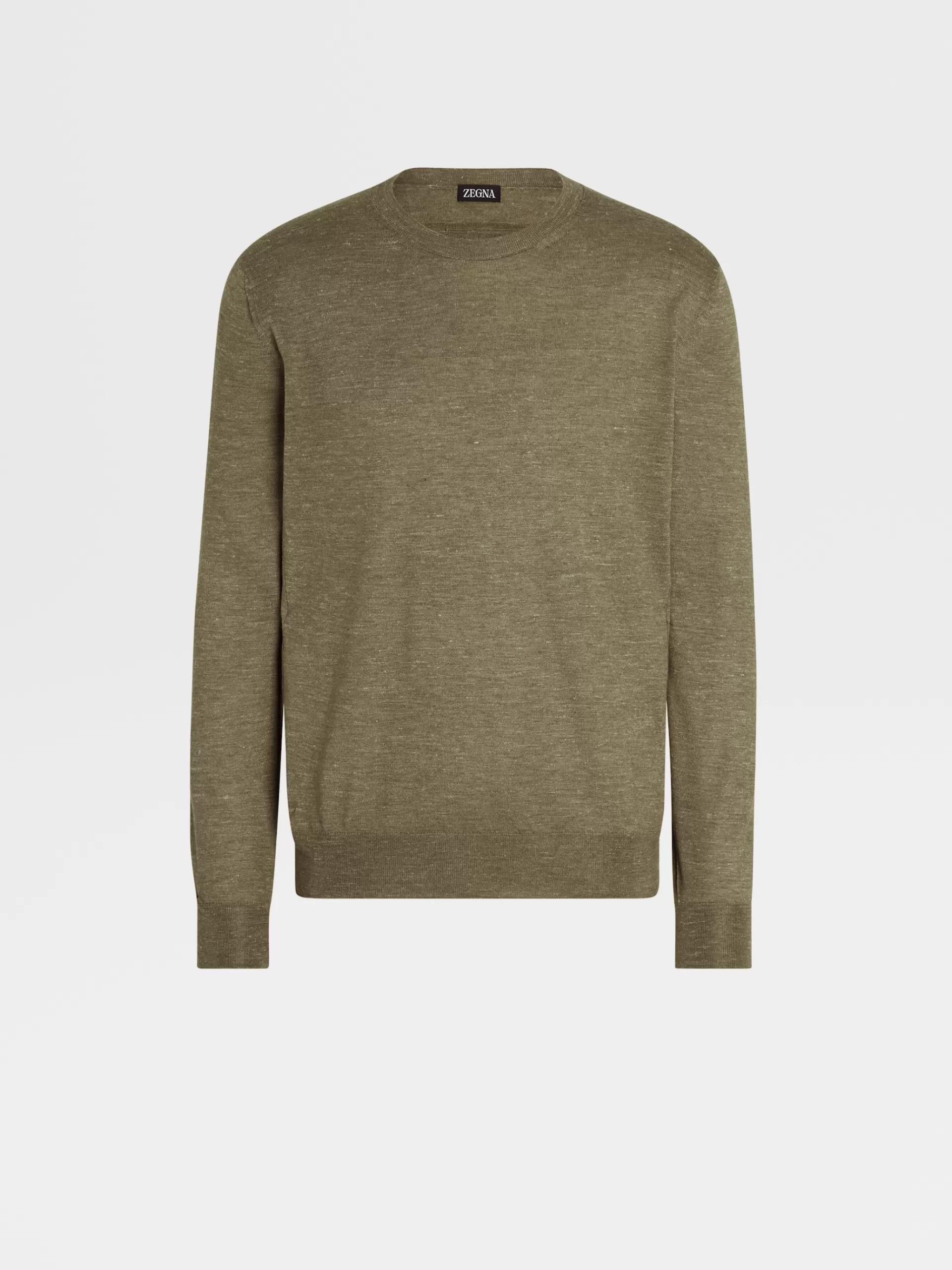 Shop ZEGNA Col Ras Du Cou En Maille De Soie, Cachemire Et Lin Vert Kaki Clair
