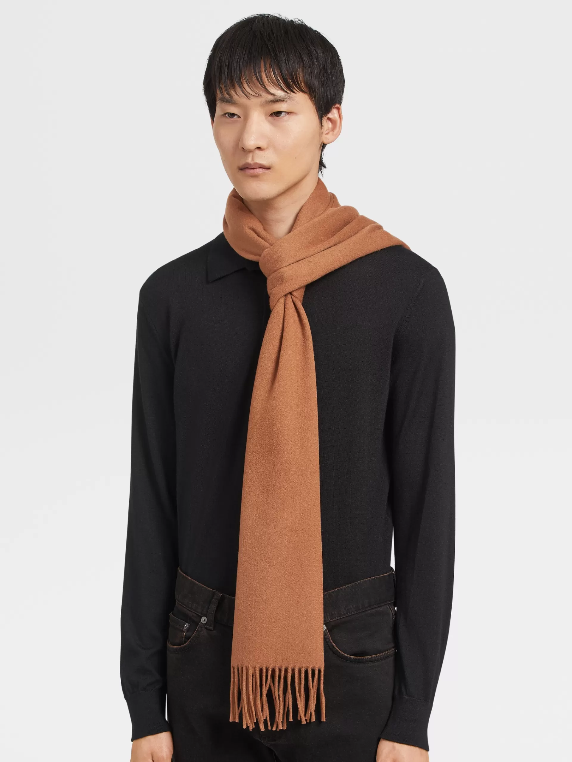 Store ZEGNA Echarpe En Cachemire Marron Vigogne