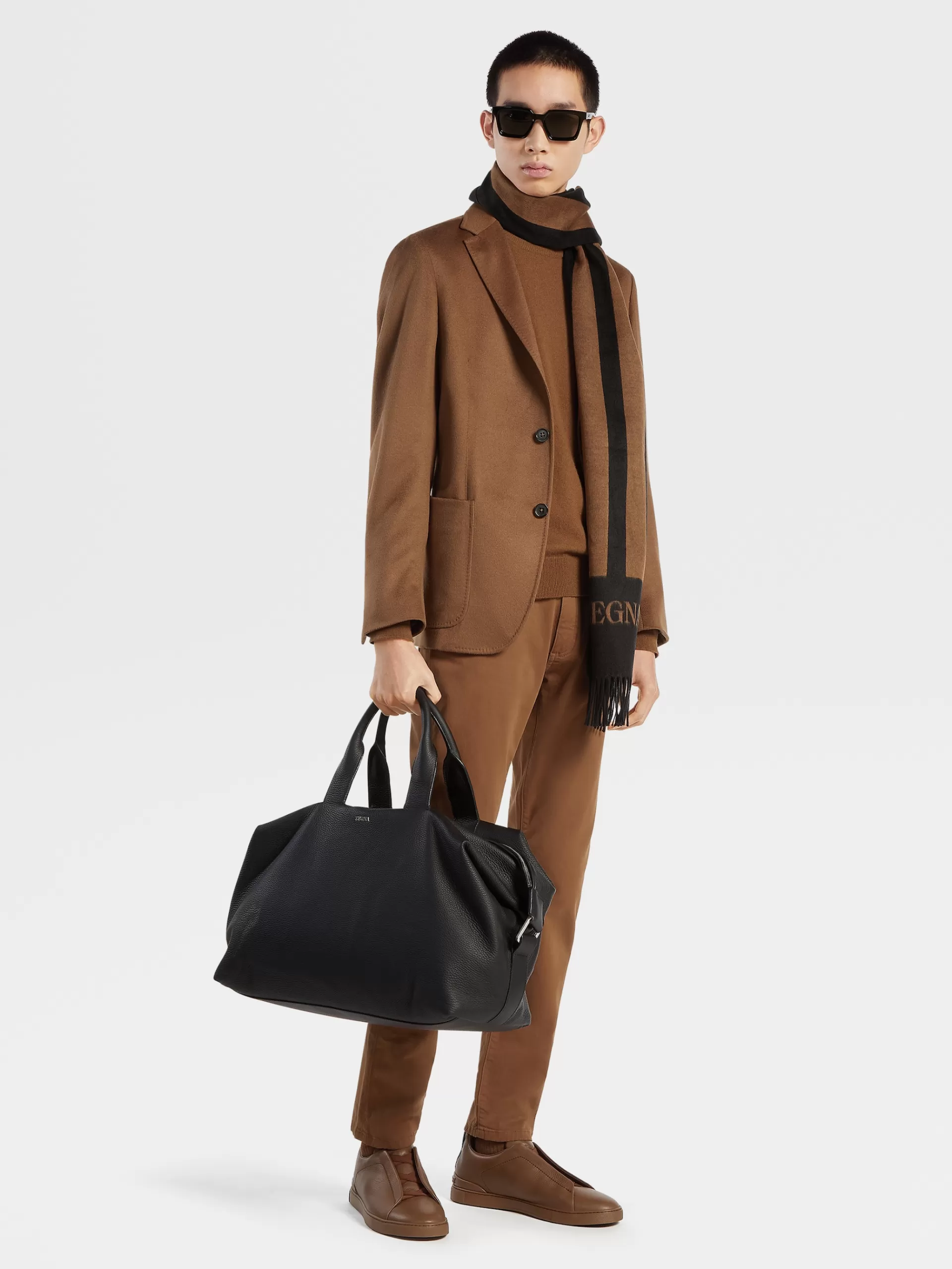 New ZEGNA Jean City A Cinq Poches Teint En Piece En Gabardine De Coton Extensible Marron Vigogne