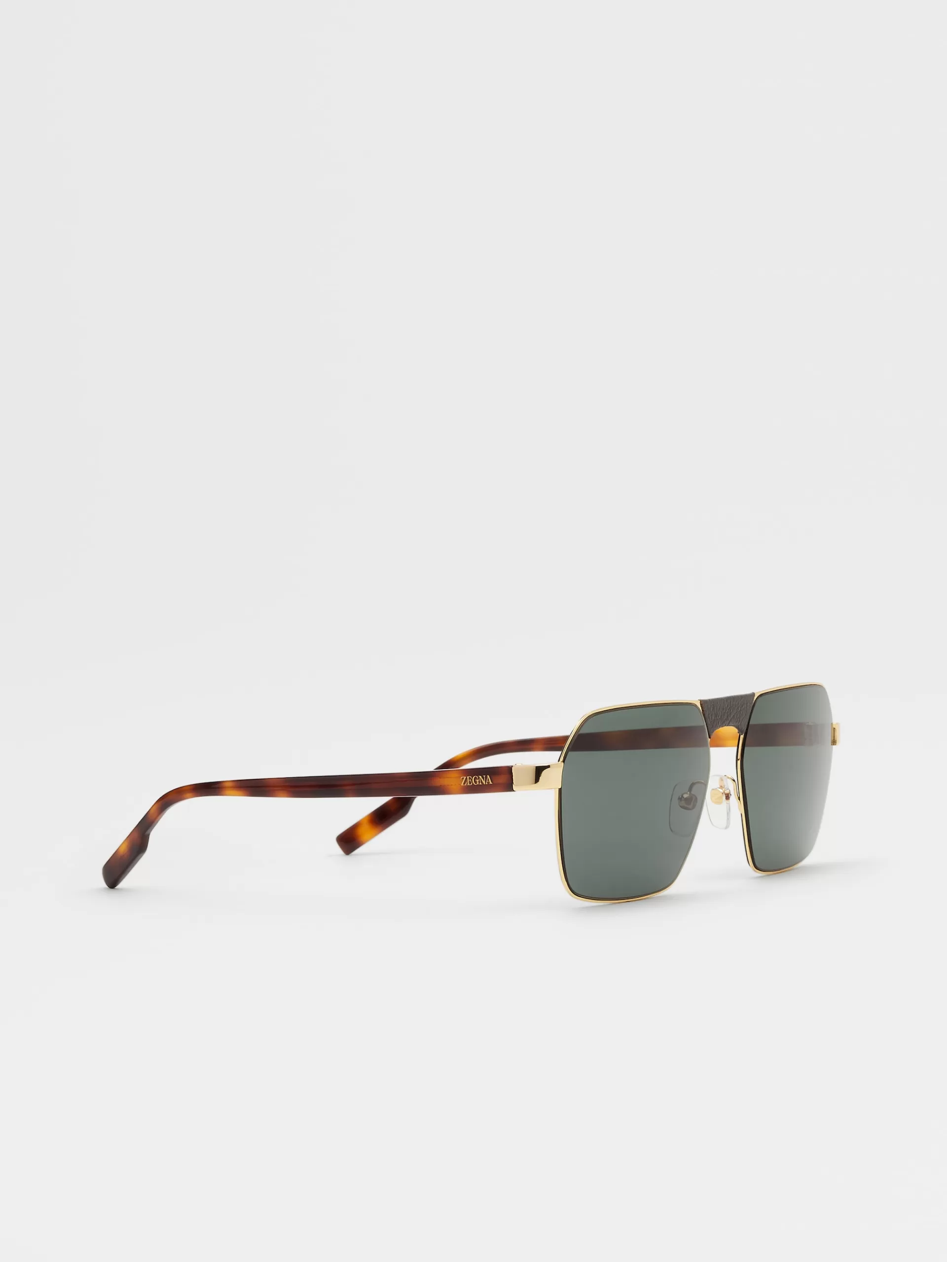 Best ZEGNA Lunettes De Soleil Leggerissimo Dore Intense Brillant Avec Branches En Acetate Havane Dore Intense Brillant/Havane