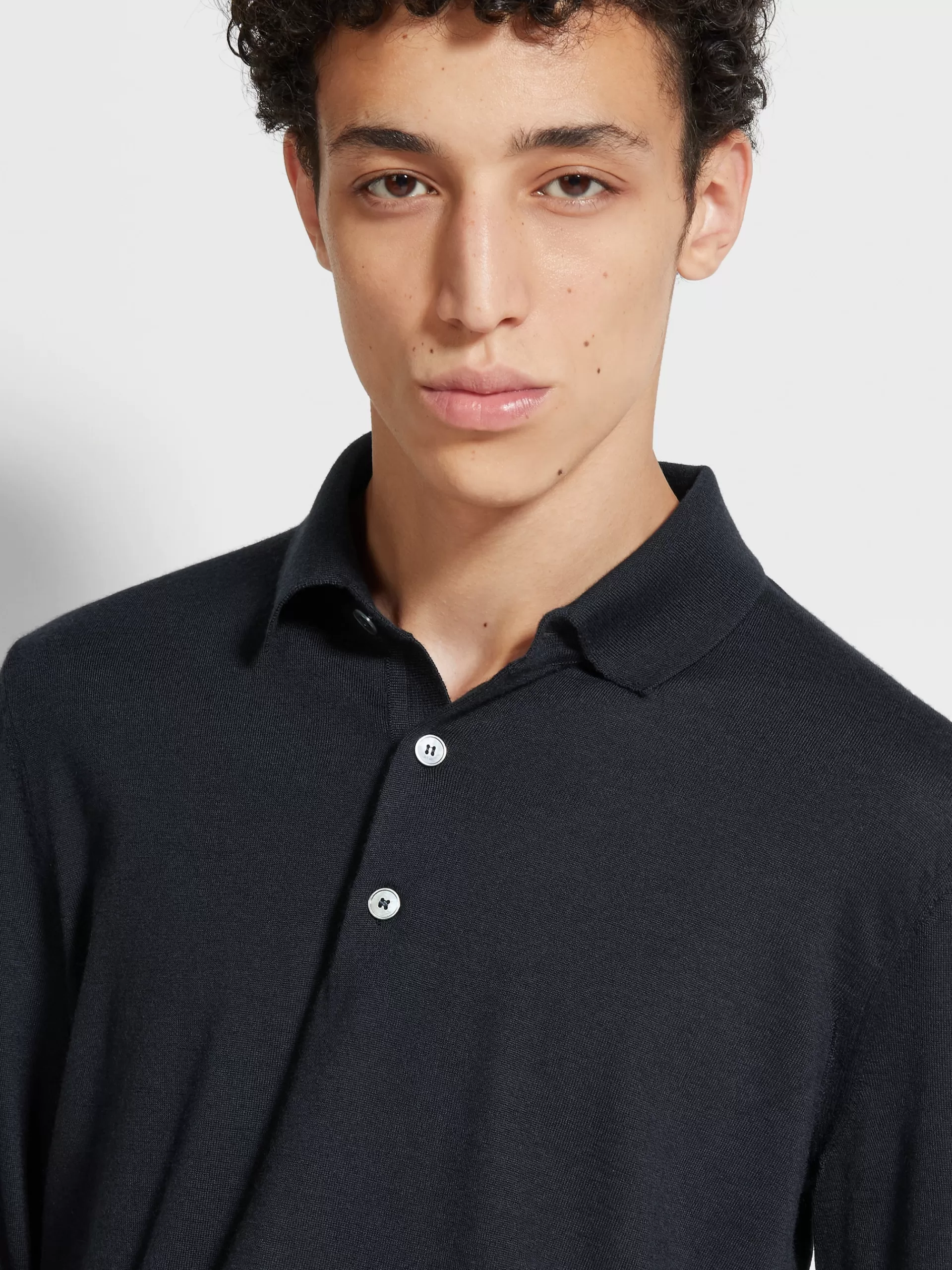 Clearance ZEGNA Polo Cashseta Light Bleu Marine