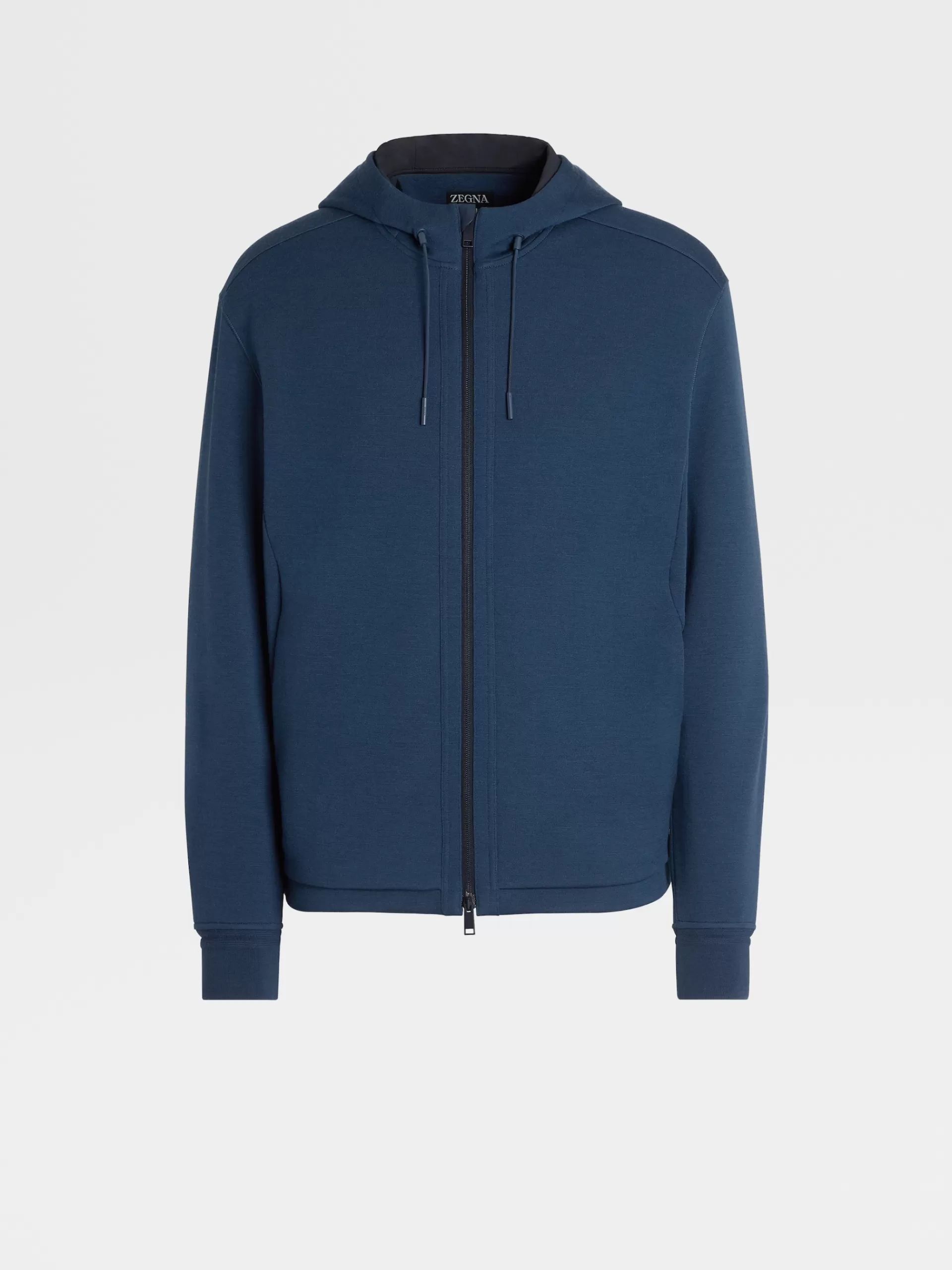 Fashion ZEGNA Sweat-Shirt A Capuche Zippe En Laine Melangee High Performance™ Bleu Fonce