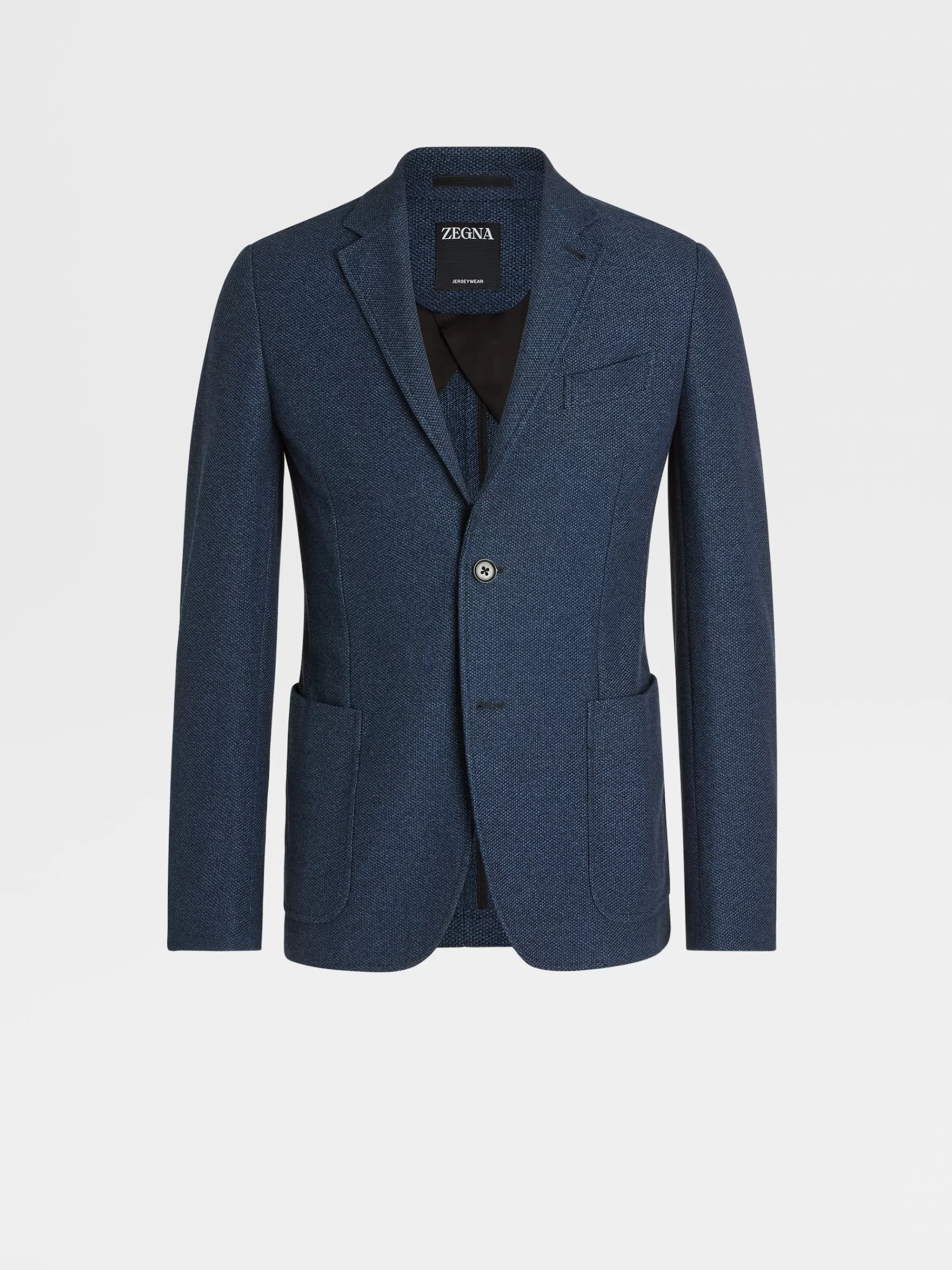 Best Sale ZEGNA Veste Chemise En Jerseywear De Coton Nid D'Abeilles Bleu Workwear